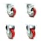 Service Caster 4 Inch Red Polyurethane Wheel Swivel Top Plate Caster Set with 2 Brake 2 Rigid SCC-20S414-PPUB-RED-TLB-TP3-2-R-2 - alternate 1